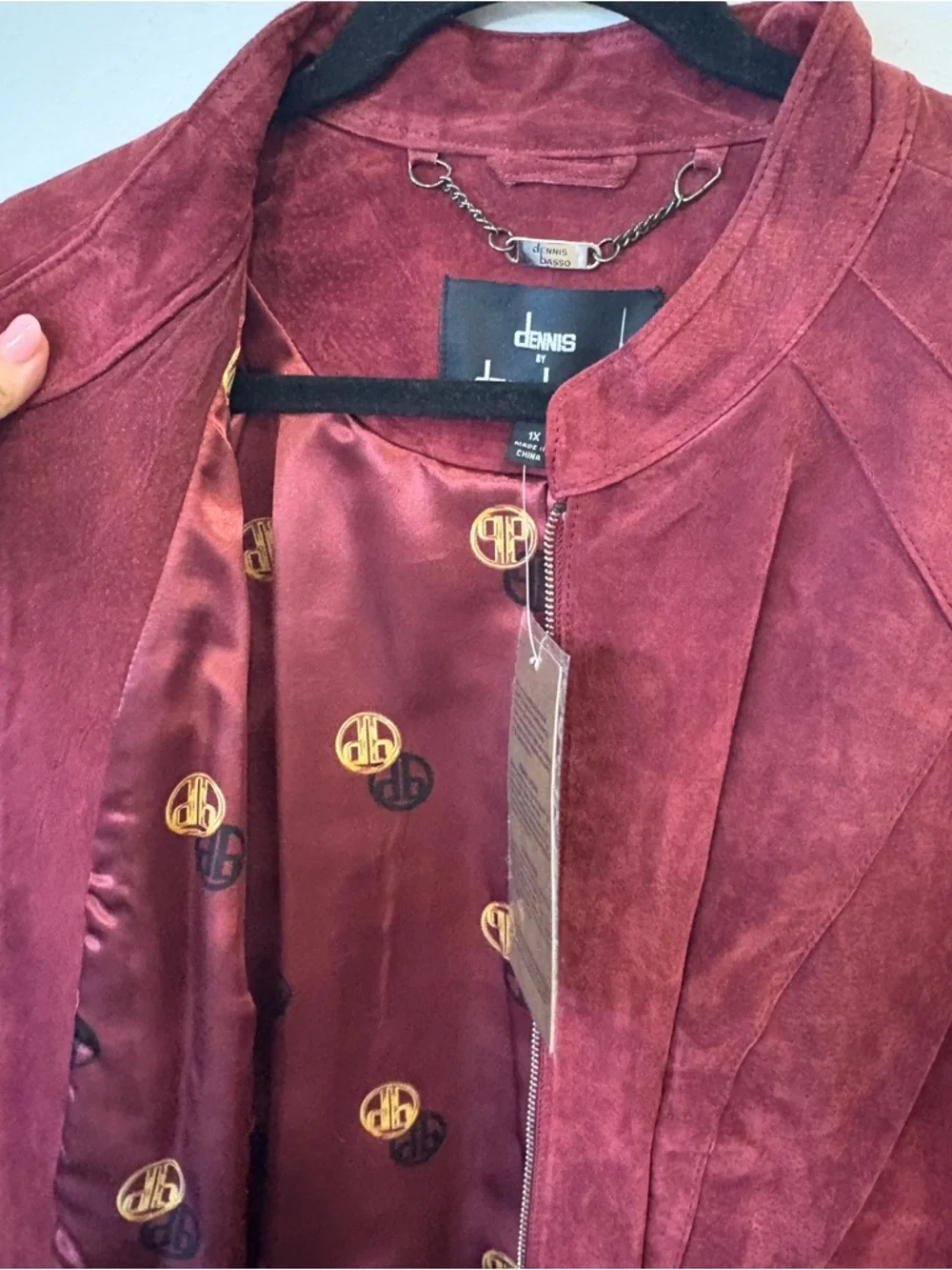 DENNIS BASSO nwt suede 1x biker maroon red jacket NEW
